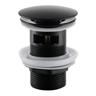 CERANO - Umyvadlová výpusť - 5/4“ click-clack s přepadem + kryt z litého mramoru - 25/60mm -  černá matná