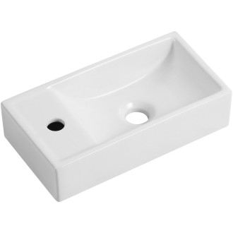 CERANO - Umyvátko keramické Giovanni, závěsné levé - bílá lesklá - 41x22,5 cm