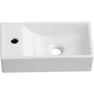 CERANO - Umyvátko keramické Giovanni, závěsné levé - bílá lesklá - 41x22,5 cm
