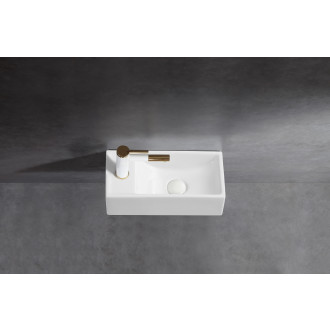 CERANO - Umyvátko keramické Giovanni, závěsné levé - bílá lesklá - 41x22,5 cm