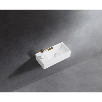 CERANO - Umyvátko keramické Giovanni, závěsné levé - bílá lesklá - 41x22,5 cm