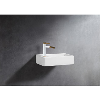 CERANO - Umyvátko keramické Giovanni, závěsné levé - bílá lesklá - 41x22,5 cm