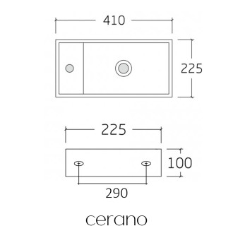 CERANO - Umyvátko keramické Giovanni, závěsné levé - bílá lesklá - 41x22,5 cm