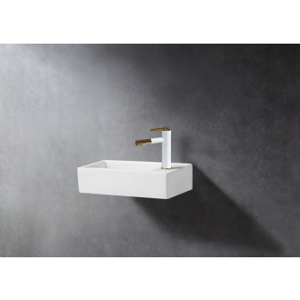 CERANO - Umyvátko keramické Giovanni, závěsné pravé - bílá lesklá - 41x22,5 cm