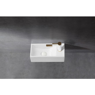 CERANO - Umyvátko keramické Giovanni, závěsné pravé - bílá lesklá - 41x22,5 cm