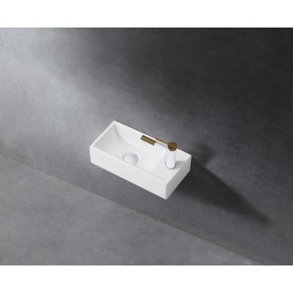 CERANO - Umyvátko keramické Giovanni, závěsné pravé - bílá lesklá - 41x22,5 cm