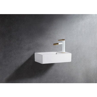 CERANO - Umývátko keramické Vivo - závěsné pravé - bílá lesklá - 45,5x25 cm