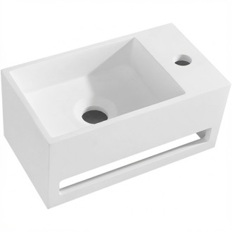 CERANO - Umývátko z litého mramoru Filo, závěsné pravé - bílá matná - 35,5x20 cm
