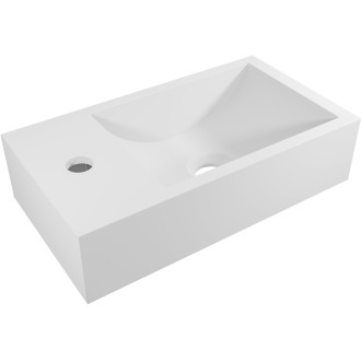 CERANO - Umývátko z litého mramoru Teo - závěsné levé - bílá matná - 40x22 cm