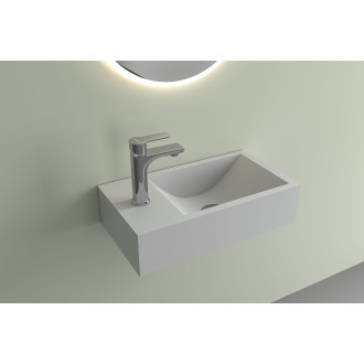 CERANO - Umývátko z litého mramoru Teo - závěsné levé - bílá matná - 40x22 cm