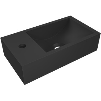CERANO - Umývátko z litého mramoru Teo - závěsné levé - černá matná - 40x22 cm