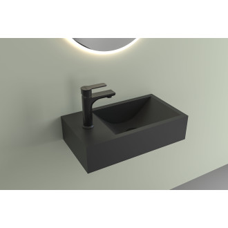CERANO - Umývátko z litého mramoru Teo - závěsné levé - černá matná - 40x22 cm