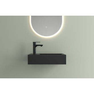 CERANO - Umývátko z litého mramoru Teo - závěsné levé - černá matná - 40x22 cm