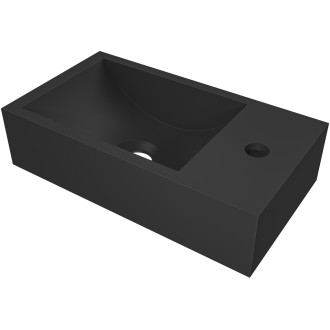 CERANO - Umývátko z litého mramoru Teo - závěsné pravé - černá matná - 40x22 cm