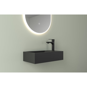 CERANO - Umývátko z litého mramoru Teo - závěsné pravé - černá matná - 40x22 cm