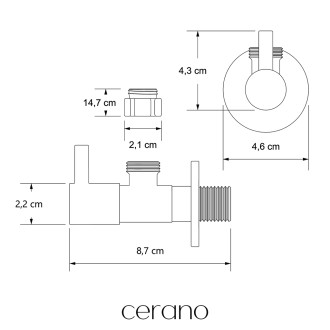 CERANO - Univerzální rohové připojovací ventily - 2ks - černá matná - 3/8" - 1/2"