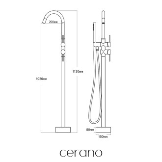 CERANO - Vanová baterie volně stojící Ottavia - černá matná