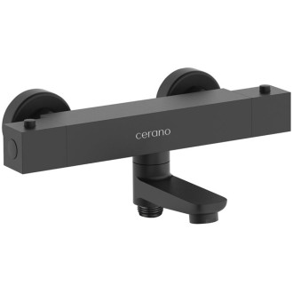 CERANO - Vanová nástěnná baterie Lorena - termostatická - otočný výtok - černá matná