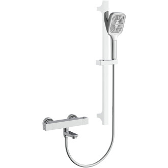 CERANO - Vanová nástěnná baterie Lorena s příslušenstvím - termostatická - otočný výtok - chrom