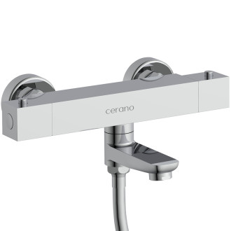 CERANO - Vanová nástěnná baterie Lorena s příslušenstvím - termostatická - otočný výtok - chrom