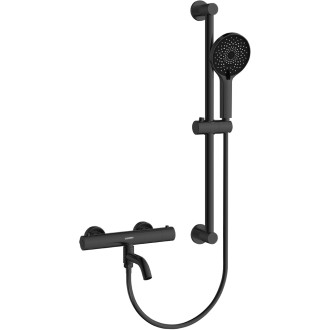 CERANO - Vanová nástěnná baterie Selma s příslušenstvím - termostatická - otočný výtok - černá matná