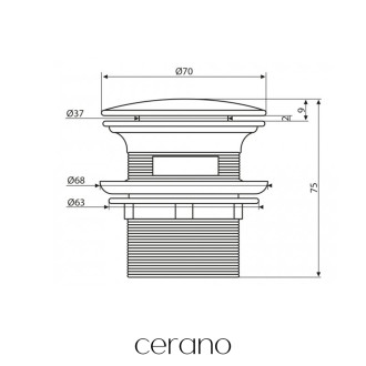CERANO - Vanová výpusť  - 6/4 " - click-clack s přepadem - bílá matná