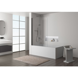 CERANO - Vanová zástěna 2-křídlová Vasca - černá matná, transparentní sklo - 120x140 cm