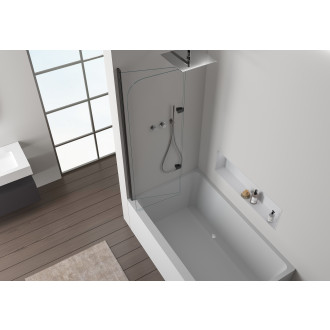 CERANO - Vanová zástěna 2-křídlová Vasca - černá matná, transparentní sklo - 120x140 cm