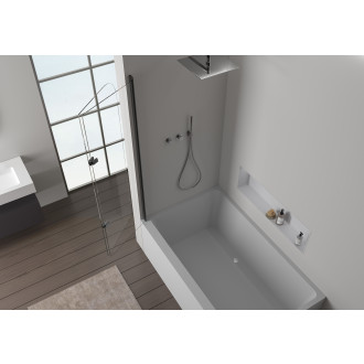 CERANO - Vanová zástěna 2-křídlová Vasca - černá matná, transparentní sklo - 120x140 cm