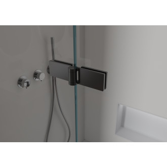 CERANO - Vanová zástěna 2-křídlová Vasca - černá matná, transparentní sklo - 120x140 cm