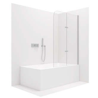 CERANO - Vanová zástěna 2-křídlová Vasca - chrom, transparentní sklo - 120x140 cm