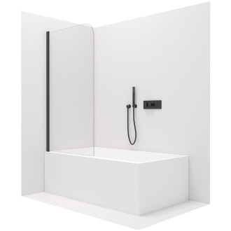 CERANO - Vanová zástěna jednodílná Chiara L/P - černá/transparentní sklo - 80x140 cm