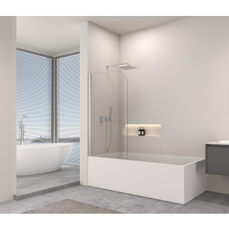 CERANO - Vanová zástěna jednodílná Chiara L/P - chrom/transparentní sklo - 100x140 cm