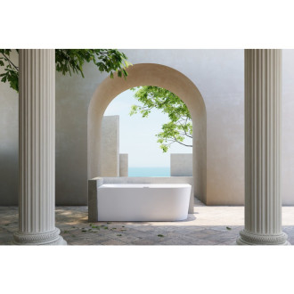 CERANO - Volně stojící akrylátová vana Bianco, levá - bílá lesklá - 160x75 cm