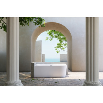 CERANO - Volně stojící akrylátová vana Bianco, levá - bílá matná - 170x80 cm