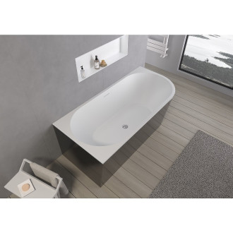 CERANO - Volně stojící akrylátová vana Bianco, levá - černá matná/bílá lesklá - 170x80 cm