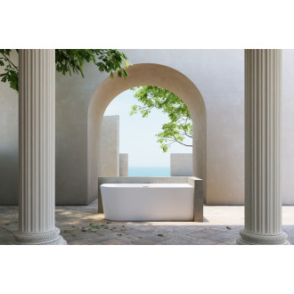 CERANO - Volně stojící akrylátová vana Bianco, pravá - bílá matná - 170x80 cm