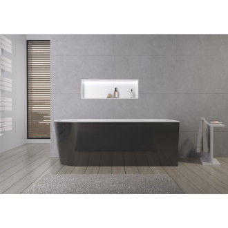 CERANO - Volně stojící akrylátová vana Bianco, pravá - černá matná/bílá lesklá - 150x75 cm