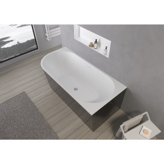 CERANO - Volně stojící akrylátová vana Bianco, pravá - černá matná/bílá lesklá - 170x80 cm