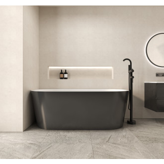 CERANO - Volně stojící akrylátová vana Grazia - černá matná/bílá lesklá - 150x70 cm