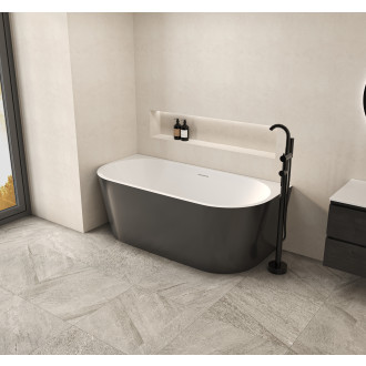 CERANO - Volně stojící akrylátová vana Grazia - černá matná/bílá lesklá - 150x70 cm