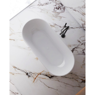 CERANO - Volně stojící akrylátová vana Menora - bílá lesklá - 150x75 cm