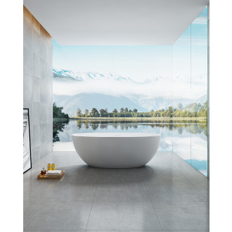 CERANO - Volně stojící vana z litého mramoru Antonia - bílá matná - 170x75cm