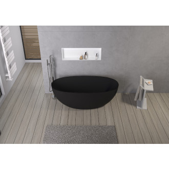 CERANO - Volně stojící vana z litého mramoru Antonia - černá matná - 170x75cm