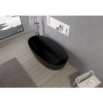 CERANO - Volně stojící vana z litého mramoru Antonia - černá matná - 170x75cm