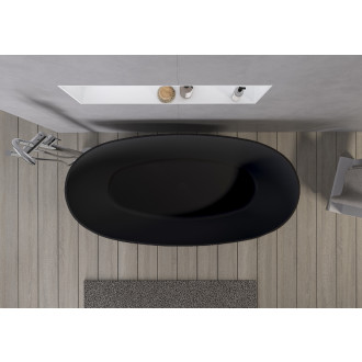 CERANO - Volně stojící vana z litého mramoru Antonia - černá matná - 170x75cm