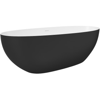 CERANO - Volně stojící vana z litého mramoru Antonia - černá matná/bílá matná - 170x75cm