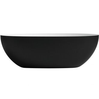 CERANO - Volně stojící vana z litého mramoru Antonia - černá matná/bílá matná - 170x75cm