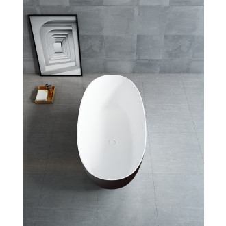 CERANO - Volně stojící vana z litého mramoru Antonia - černá matná/bílá matná - 170x75cm