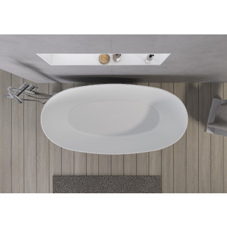 CERANO - Volně stojící vana z litého mramoru Antonia - černá matná/bílá matná - 170x75cm